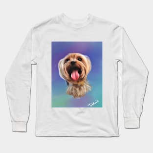 Yorkshire Terrier Puppy Dog Digital Oil Painting Long Sleeve T-Shirt